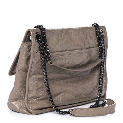 Saint Laurent Crinkled Calfskin Matelasse Monogram Medium Niki Chain Satchel Light Taupe 3 of 11