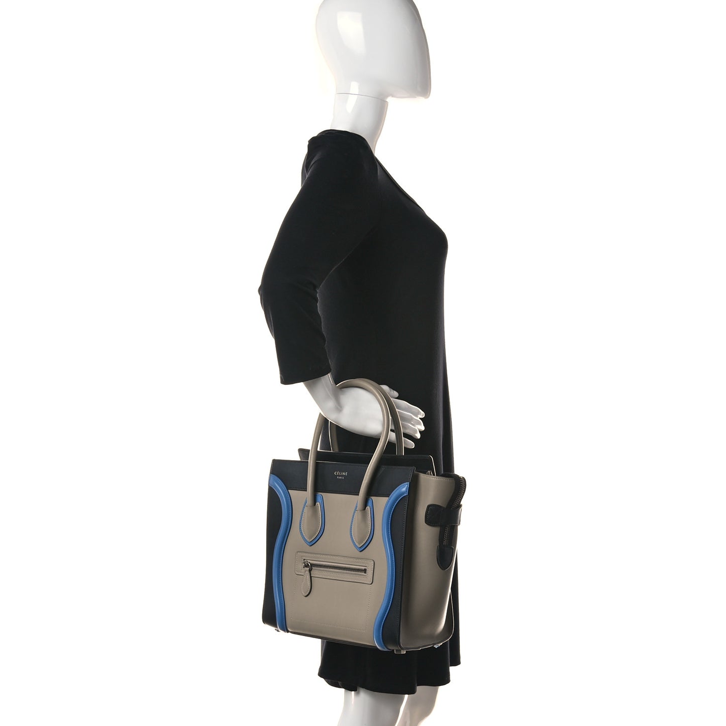 Shiny Smooth Calfskin Micro Tri-Color Luggage Quartz