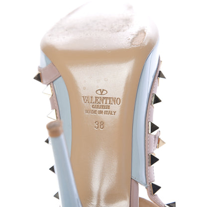 Valentino Garavani Patent Nappa Rockstud Ankle Strap 100mm Pumps 38 Sky Sorbet Poudre 7 of 8