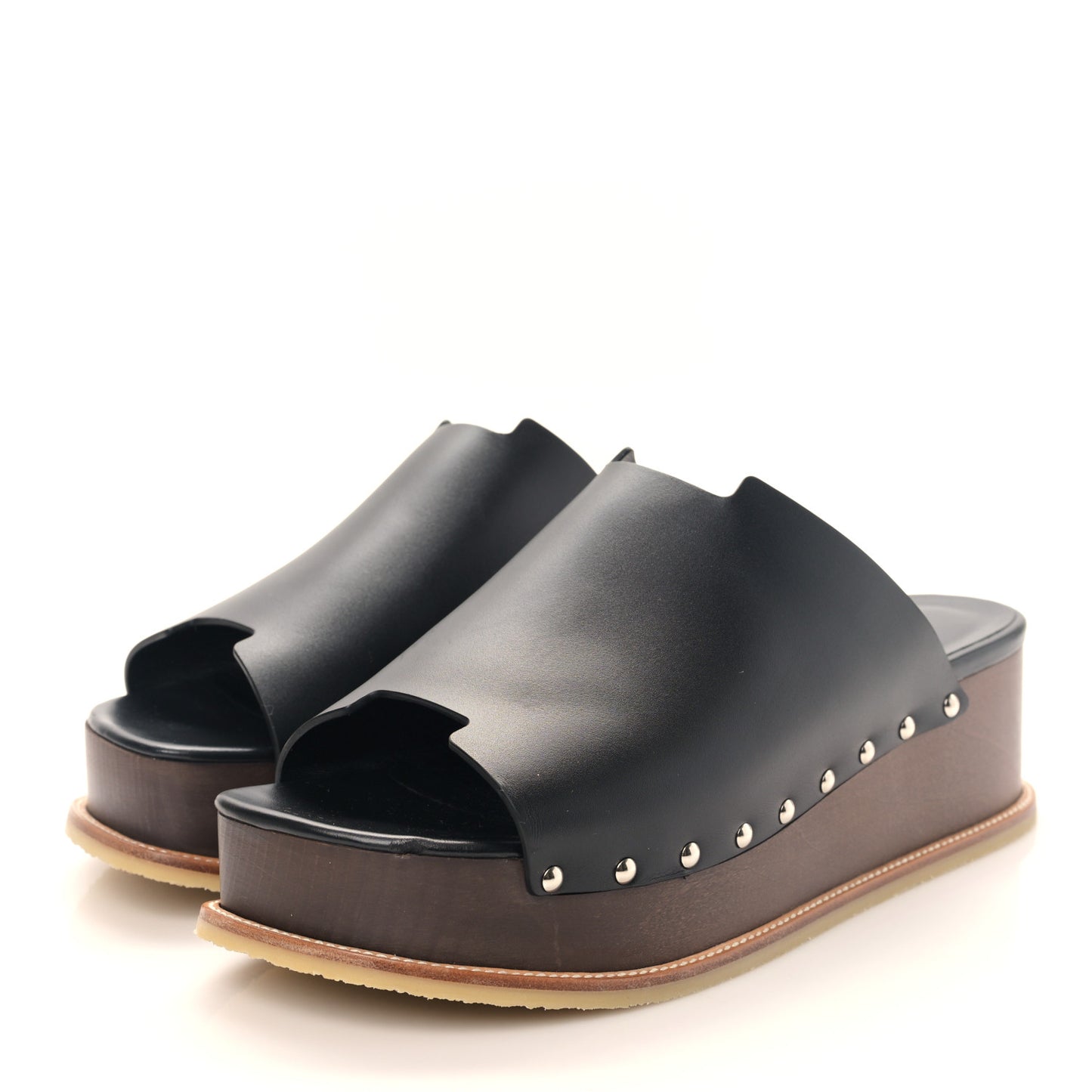 Calfskin Ellipse Sandals 40 Black