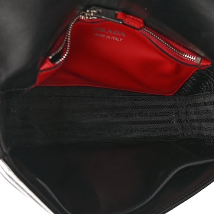 Prada Soft Calfskin Impunture Diagramme Medium Chain Flap Shoulder Bag Black 5 of 12