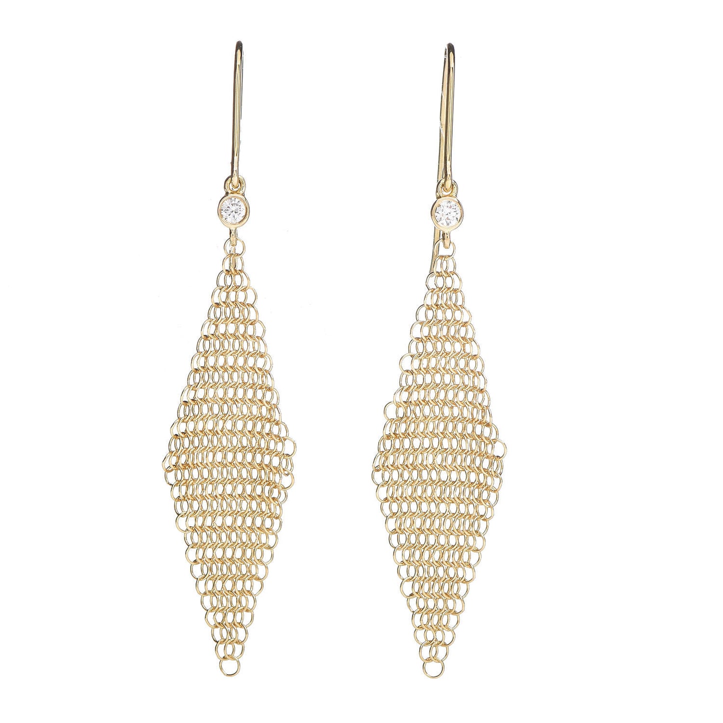 18K Yellow Gold Diamond Mini Elsa Peretti Mesh Earrings