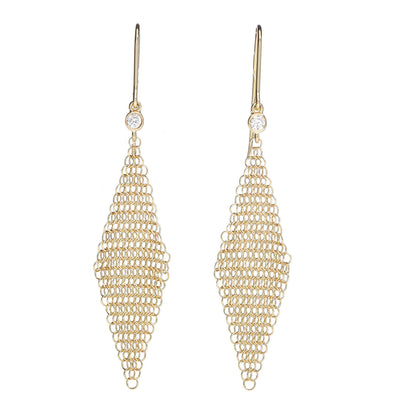 Tiffany 18K Yellow Gold Diamond Mini Elsa Peretti Mesh Earrings 1 of 5