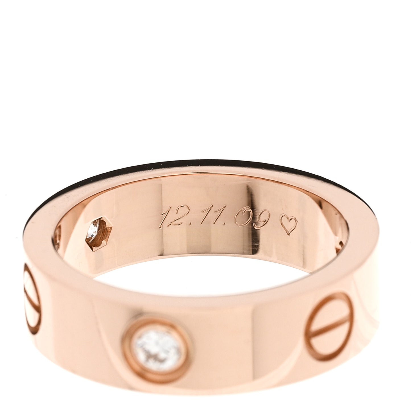 18K Pink Gold 3 Diamond 5.5mm LOVE Ring 52 6