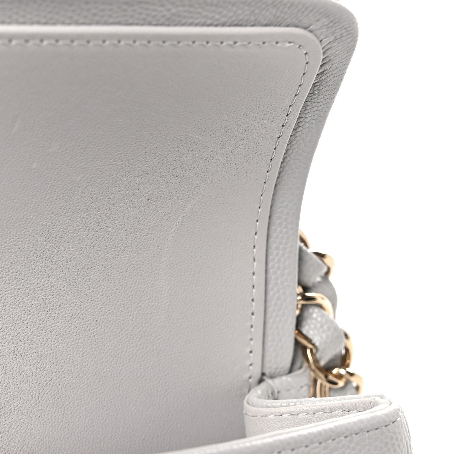 Caviar Quilted Small Double Flap Grey