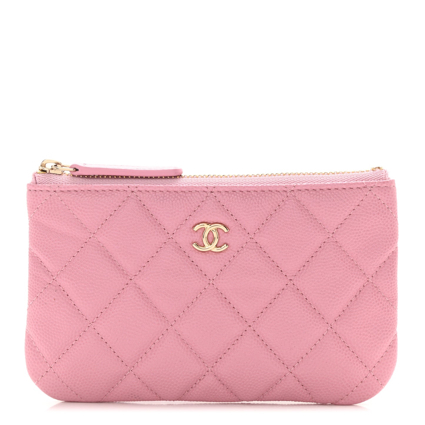 Caviar Quilted Small Cosmetic Case Pink