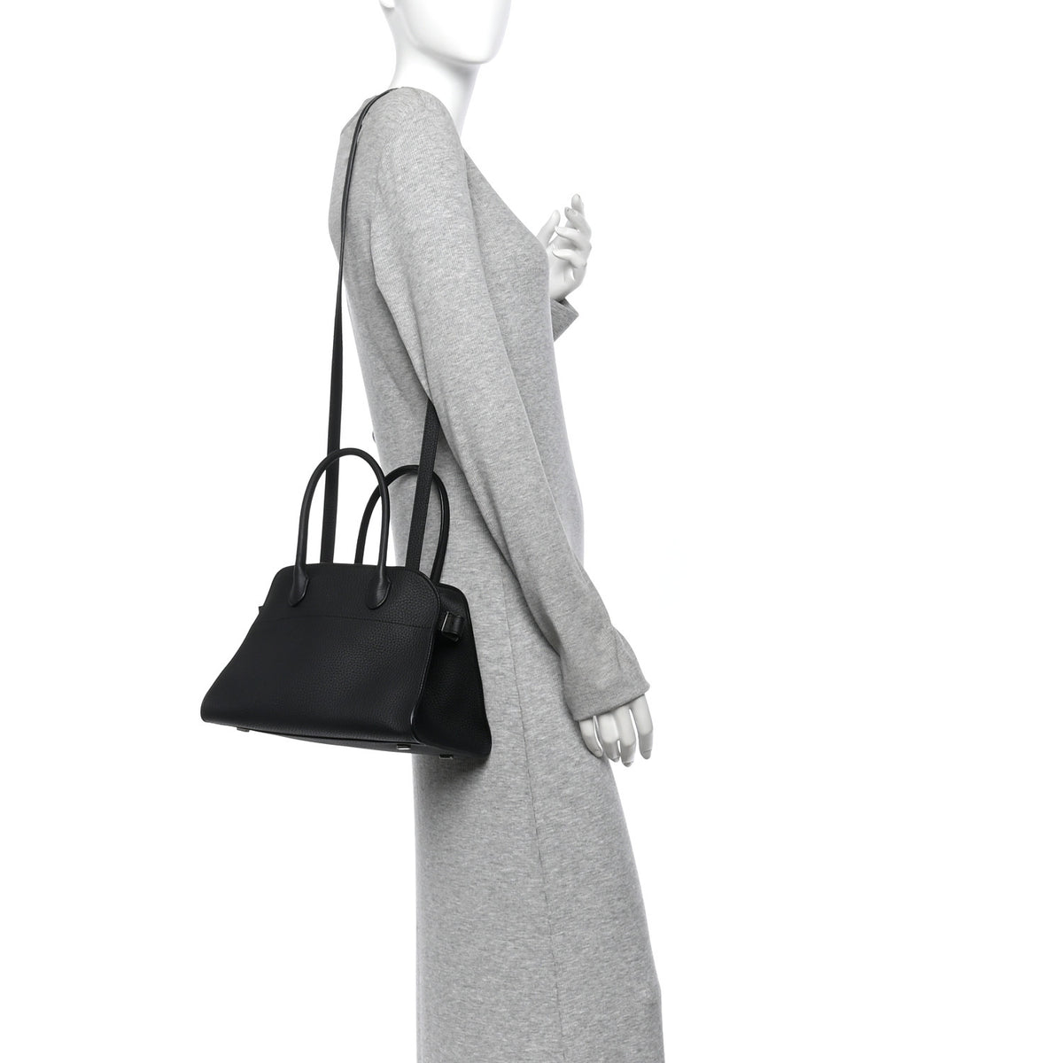 Grained Calfskin Soft Margaux 10 Bag Black
