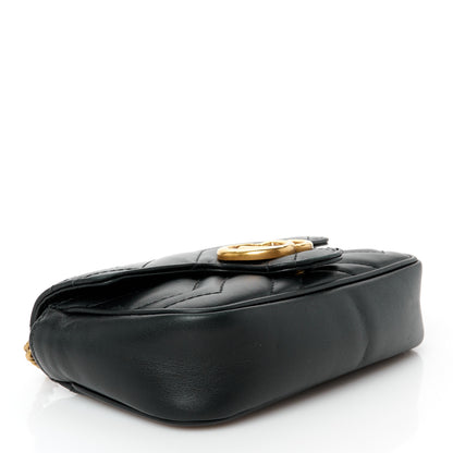 Gucci Calfskin Matelasse Super Mini GG Marmont Shoulder Bag Black 4 of 10