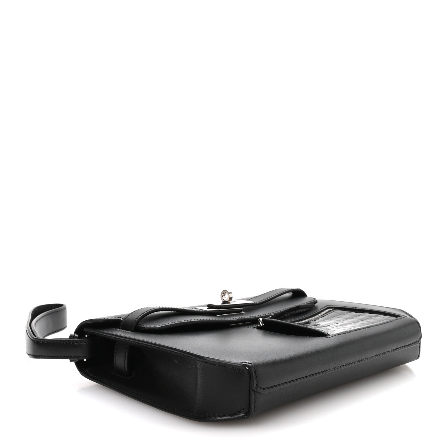 【値下げ中】HERMES ブラックレザー ケース Hermes Lizard Kelly Depeches 25 Pouch Black 1824039 – FASHIONPHILE