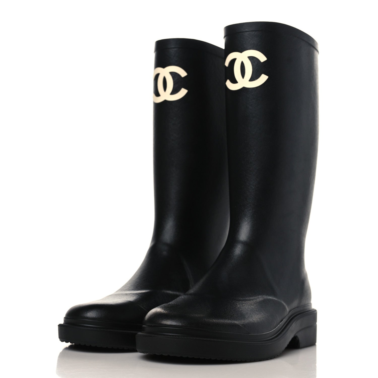 Chanel Caoutchouk CC High Boots 37 Black 3 of 8