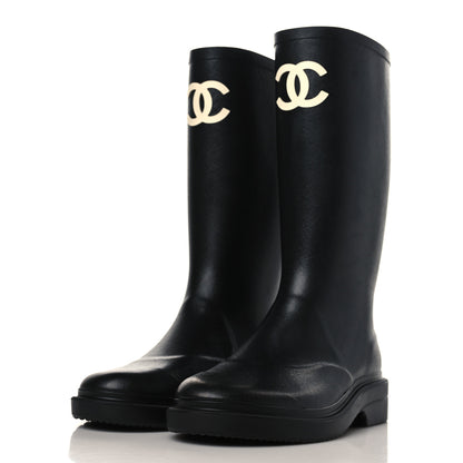 Chanel Caoutchouk CC High Boots 37 Black 3 of 8