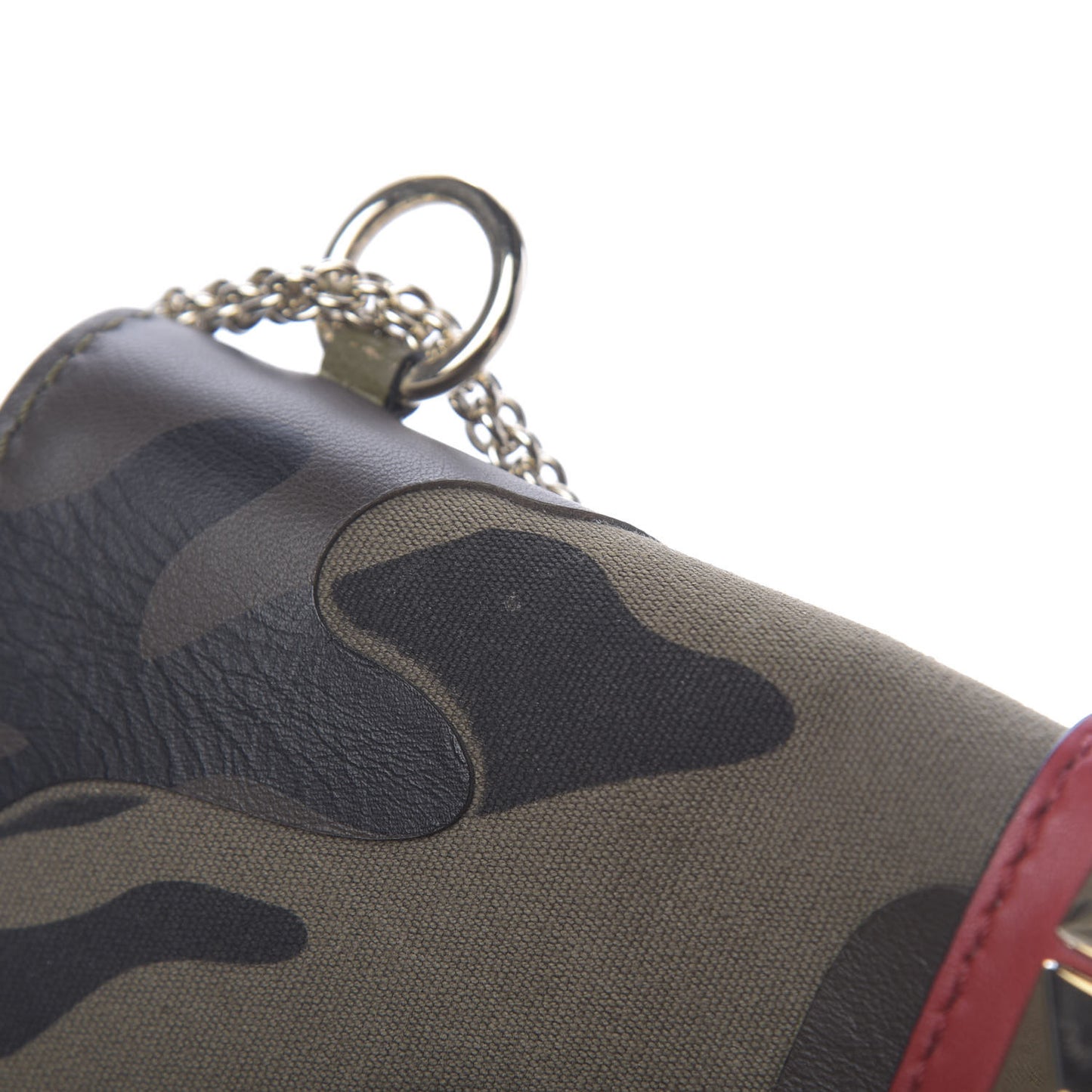 Nappa Canvas Camouflage Medium Glam Lock Rockstud Flap Verde