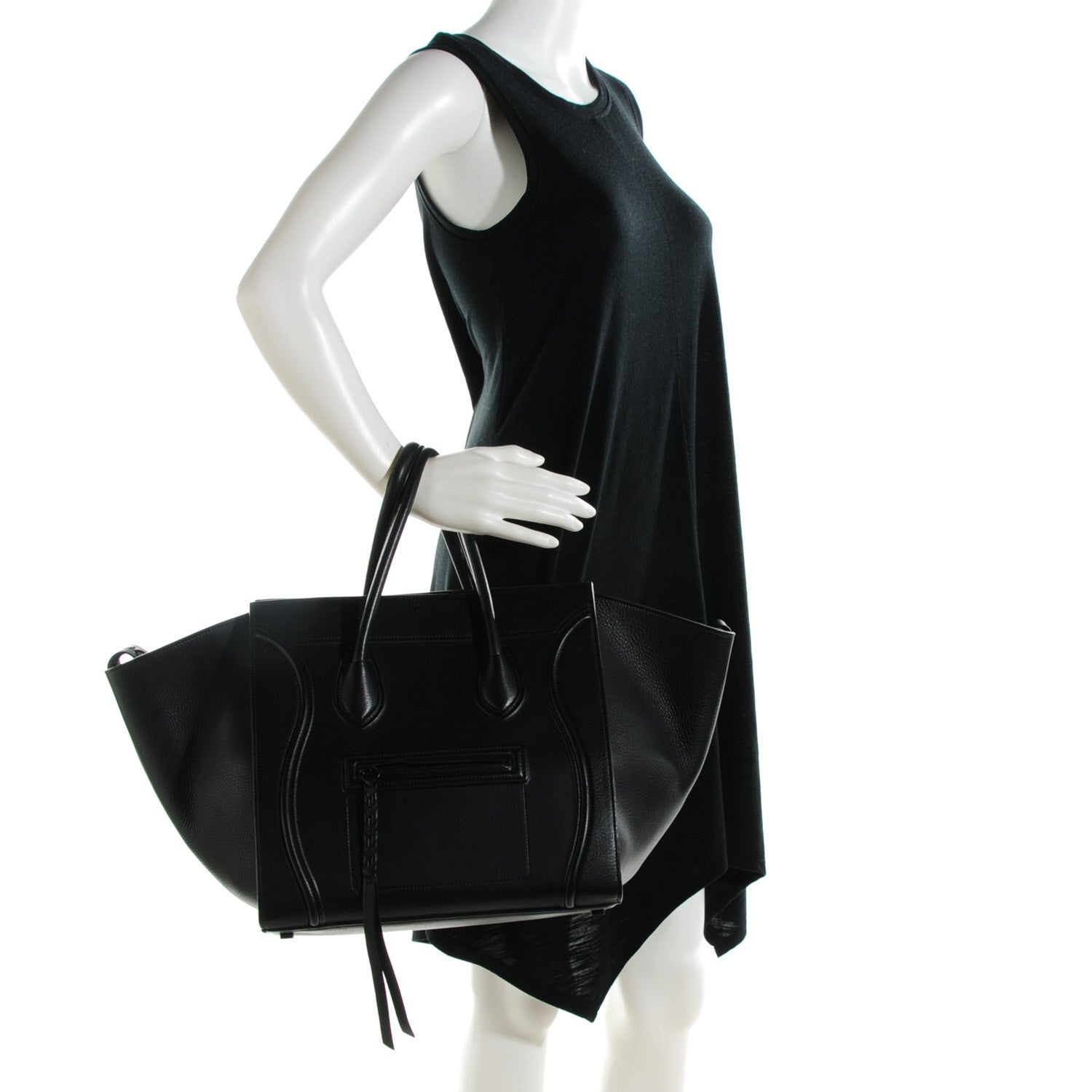 Celine Supple Calfskin Medium Phantom Luggage Black 2 of 7