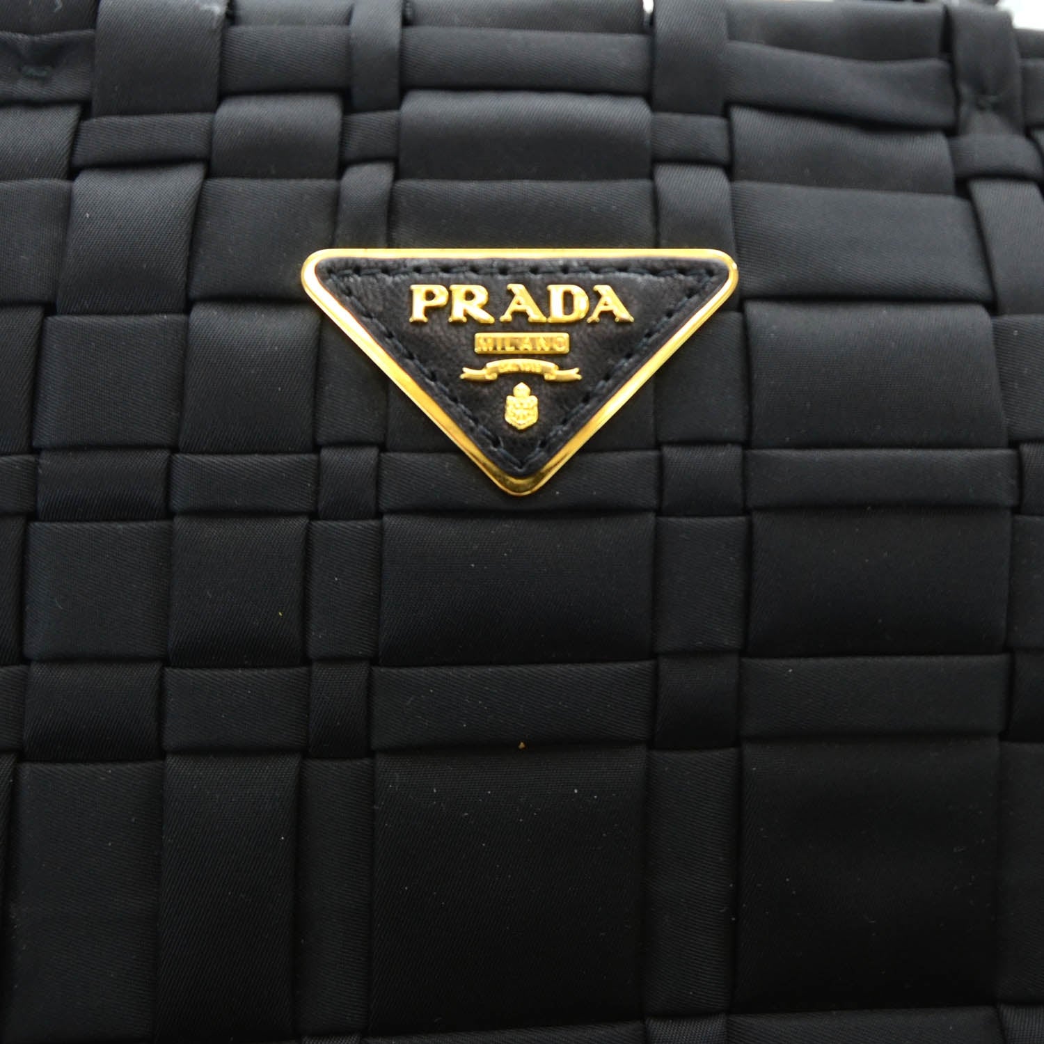 Prada Satin Woven Tote Black 10 of 11