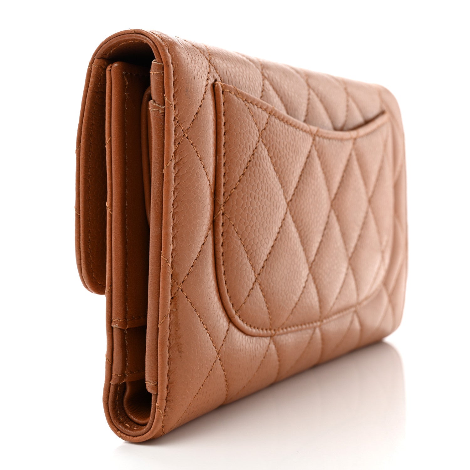 Chanel Caviar Quilted Large Flap Wallet Light Brown 3 of 10