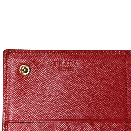 Prada Saffiano Metal Continental Flap Wallet Fuoco 6 of 11