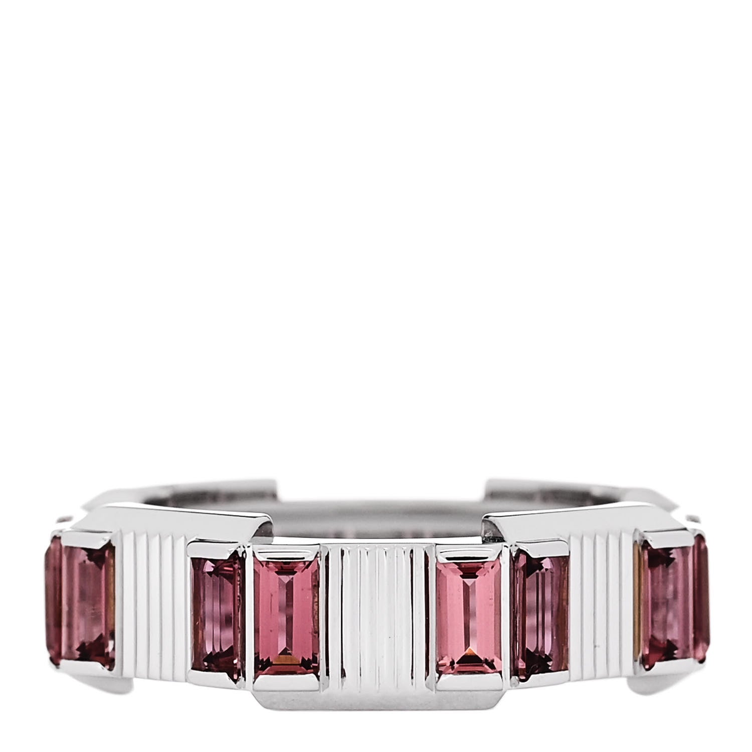 Gucci 18K White Gold Rubellite 6mm Link to Love Ring 53 6.25 1 of 7