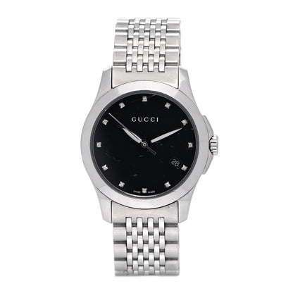Gucci Stainless Steel Diamond 28mm G-Timeless Quartz Watch Black 1 of 6