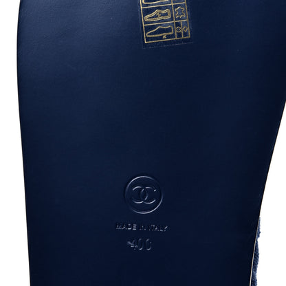 Chanel Velvet Velcro Dad Sandals 40 Blue 8 of 10