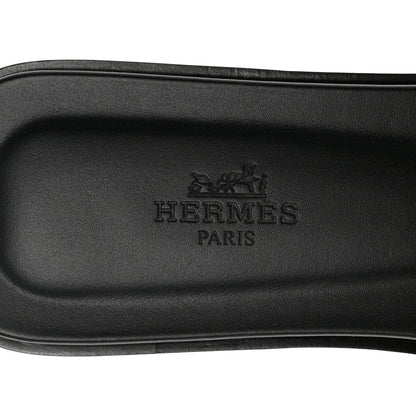 Hermes Box Calfskin Oran Sandals 38 Black 7 of 10