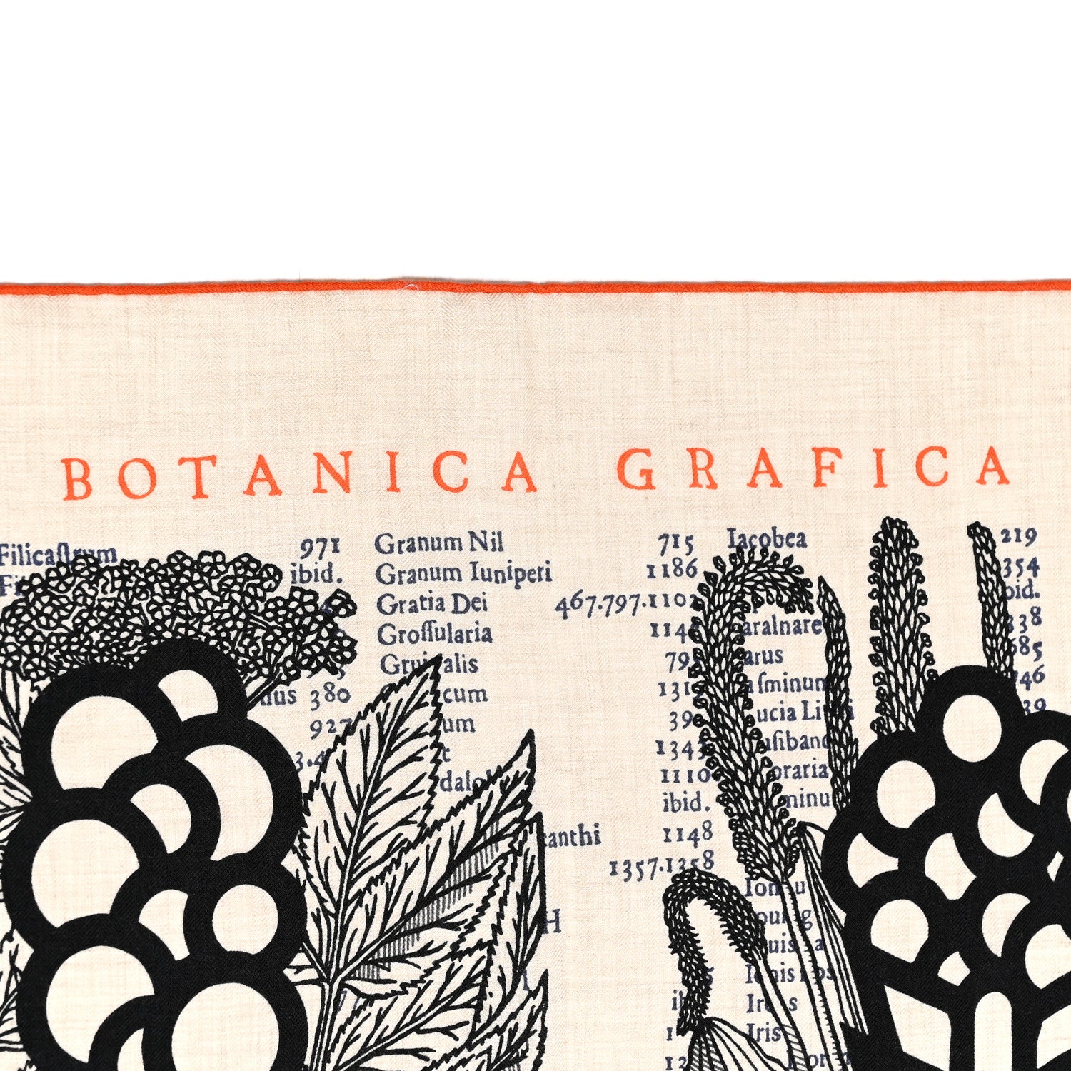 Hermes Cashmere Silk Botanica Grafica Shawl 140 Naturel Black Orange 3 of 4