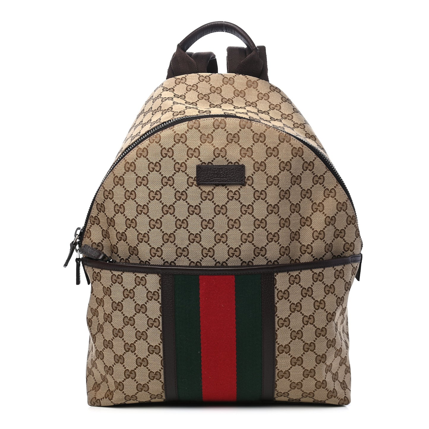 GG Monogram Web Medium Classic Backpack Brown