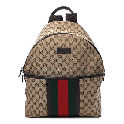 Gucci GG Monogram Web Medium Classic Backpack Brown 1 of 8