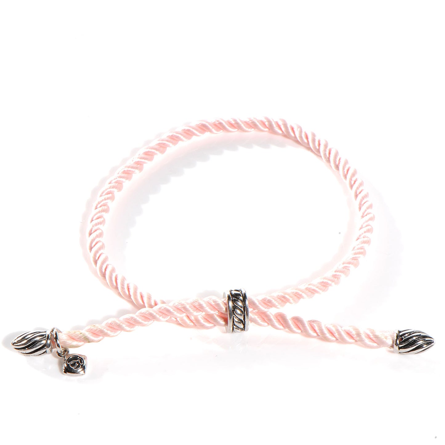 Sterling Silver and Silk Cord Bracelet Pink