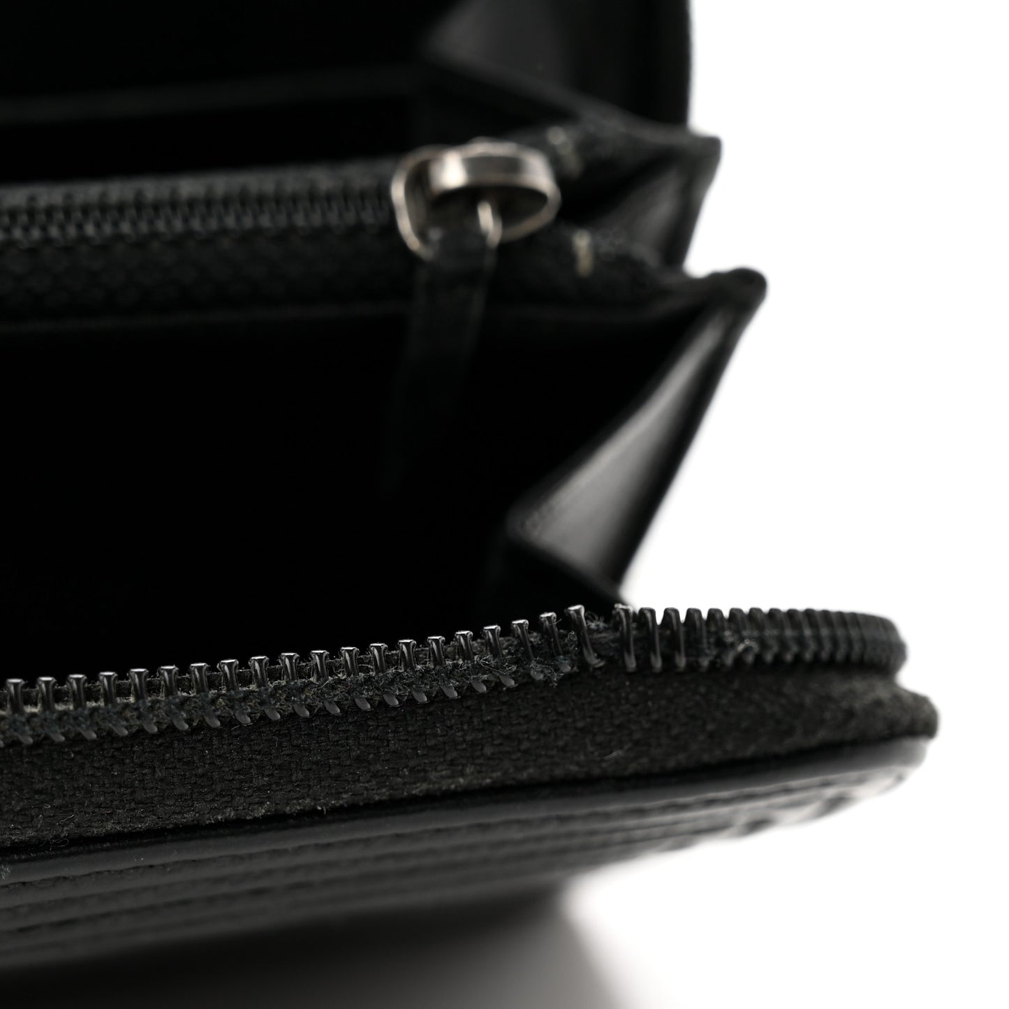 Caviar Chevron Quilted Zip Around Boy Wallet Black