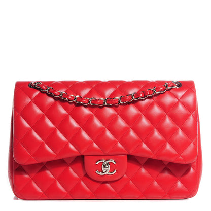 Chanel Lambskin Quilted Jumbo Double Flap Red 1 of 9