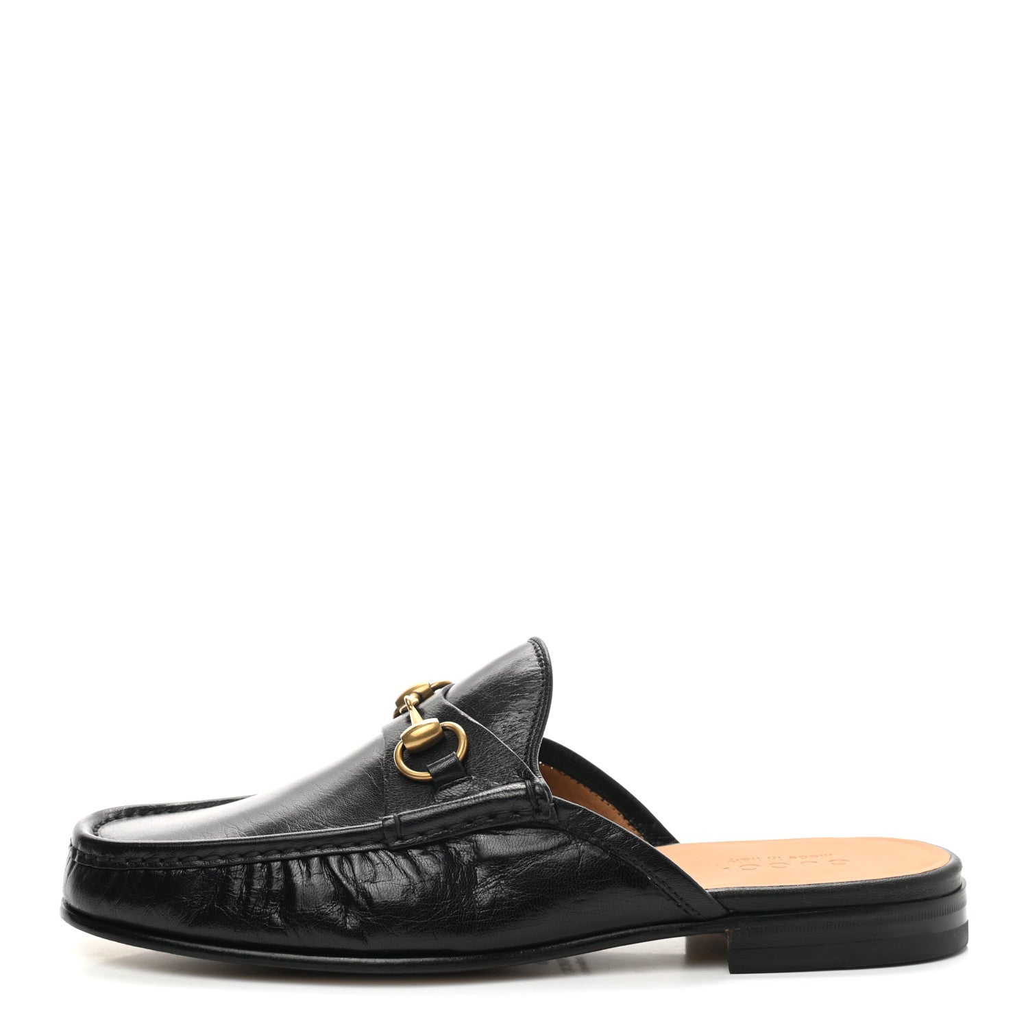 Gucci Goatskin Mens Horsebit Slippers 9 Black 1 of 7