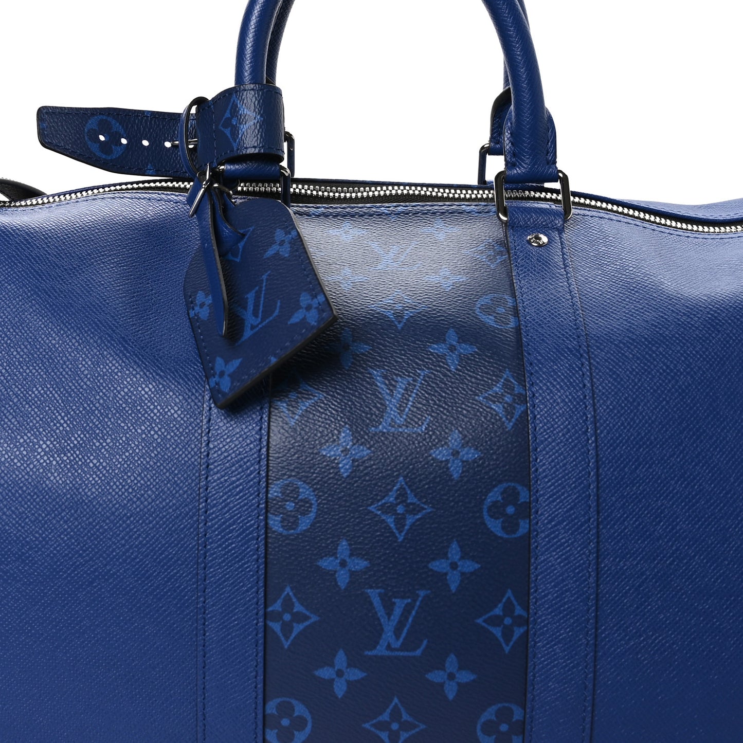 LOUIS VUITTON Taiga Monogram Eclipse Keepall Bandouliere 50 Pacific Blue
