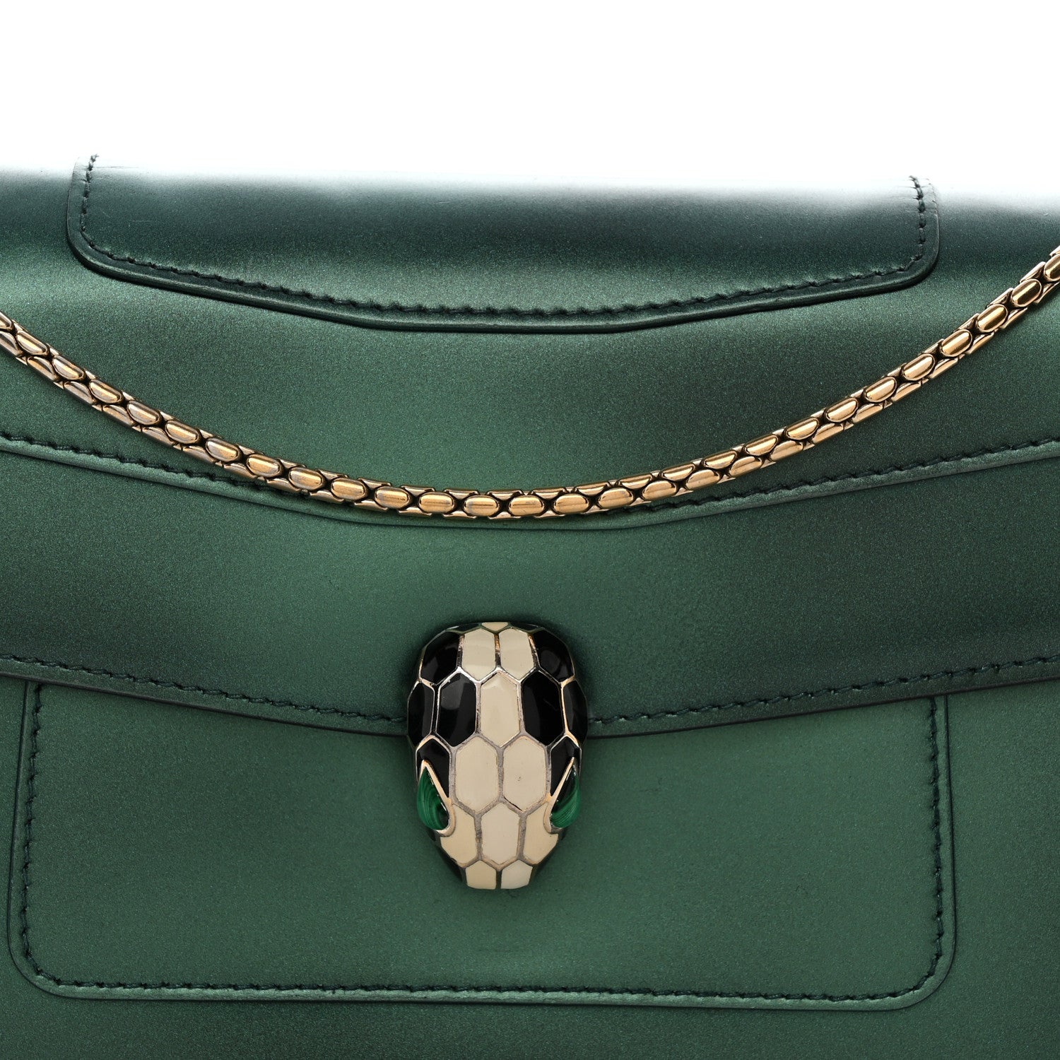 Bulgari Iridescent Calfskin Serpenti Forever Shoulder Bag Emerald Green 7 of 12