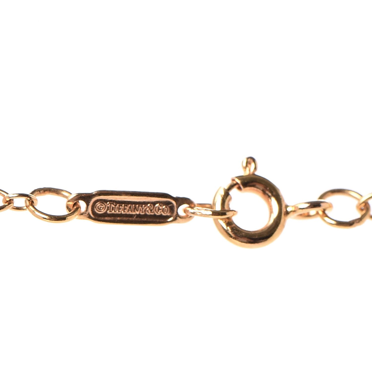 Tiffany 18K Yellow Gold Diamond Crown Key Pendant Link Chain Necklace 5 of 6