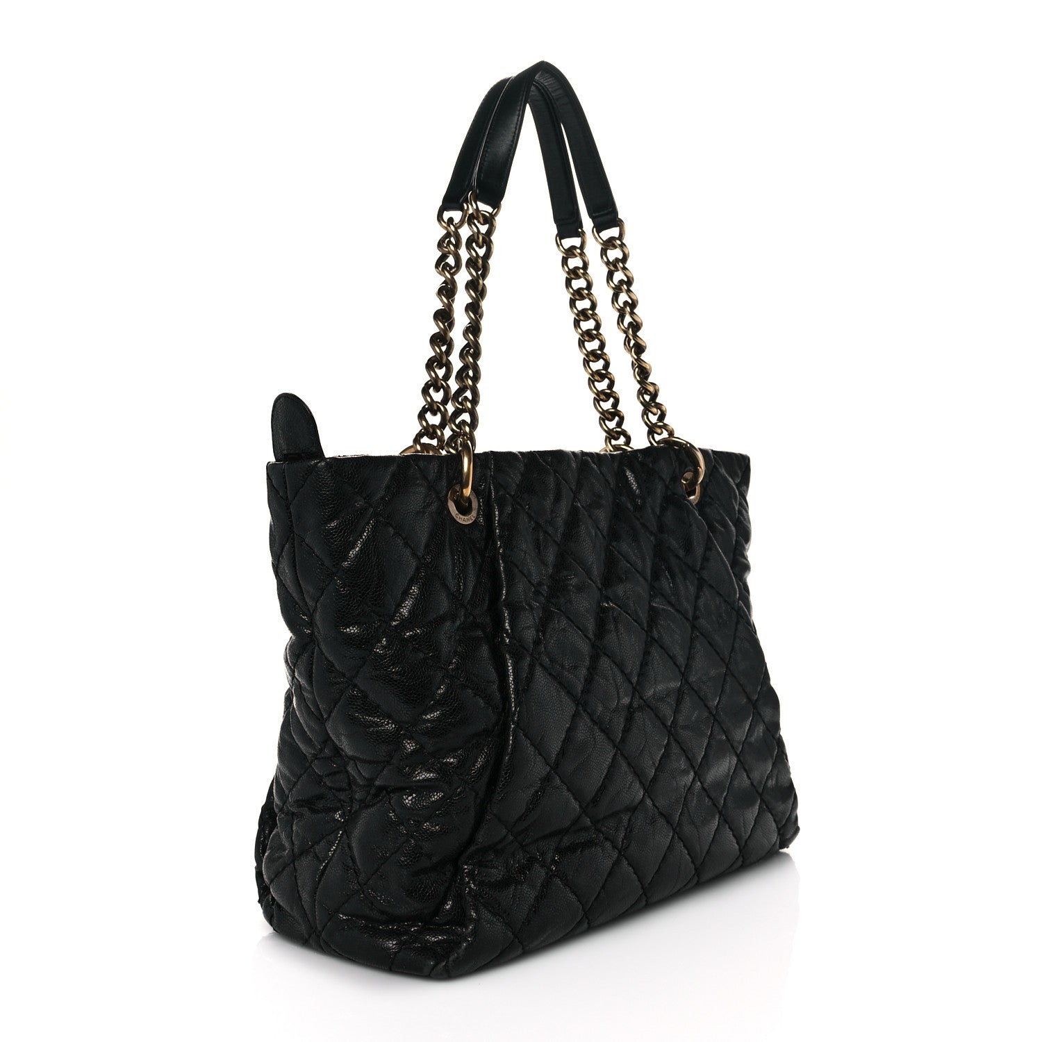 Chanel Crumpled Grained Calfskin Large Coco Pleats Tote Black 2 of 14
