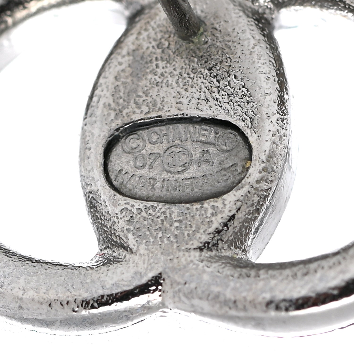 Chanel Enamel Glitter CC Earrings Silver Yellow 3 of 5