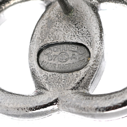 Chanel Enamel Glitter CC Earrings Silver Yellow 3 of 5