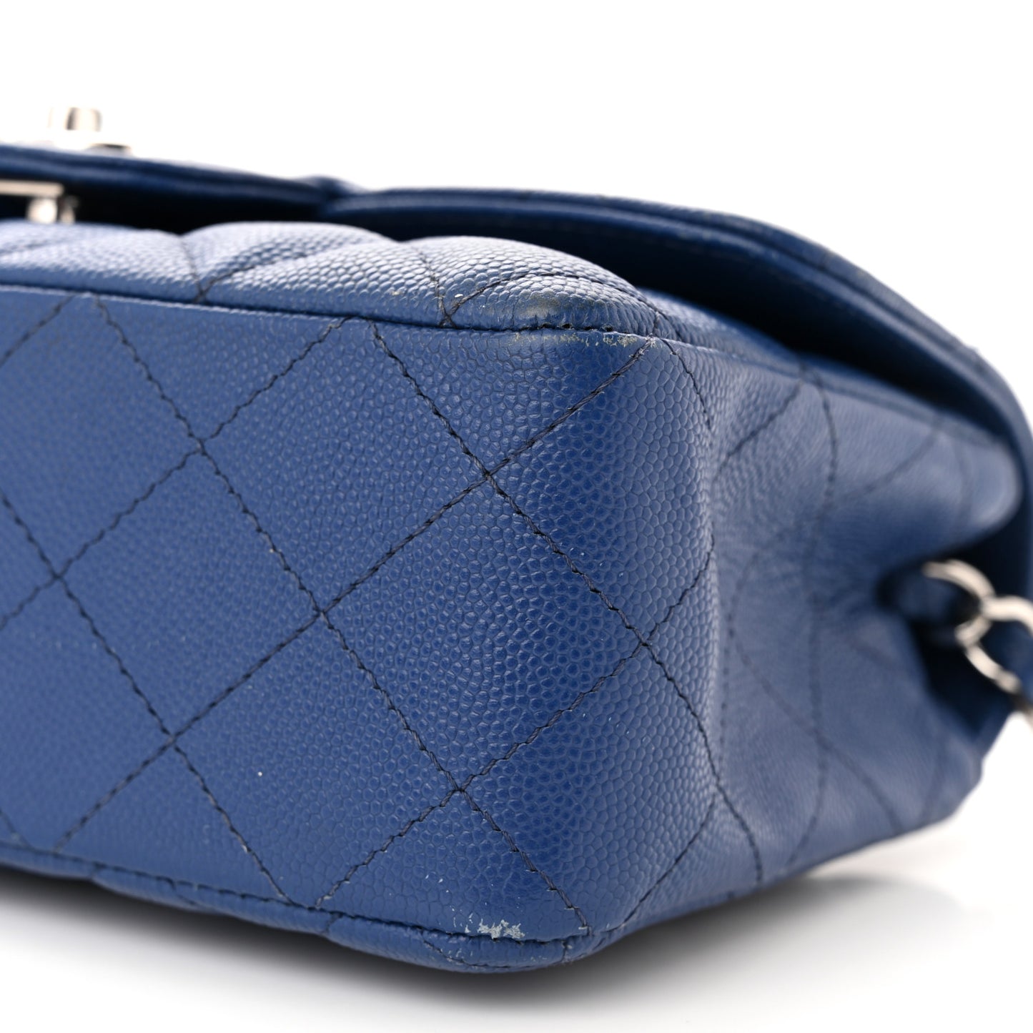 Caviar Quilted Mini Rectangular Flap Blue