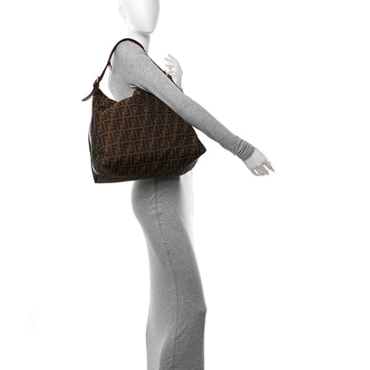 Fendi Zucca Vitello Artic Large Hobo Tobacco Burgundy 2 of 10
