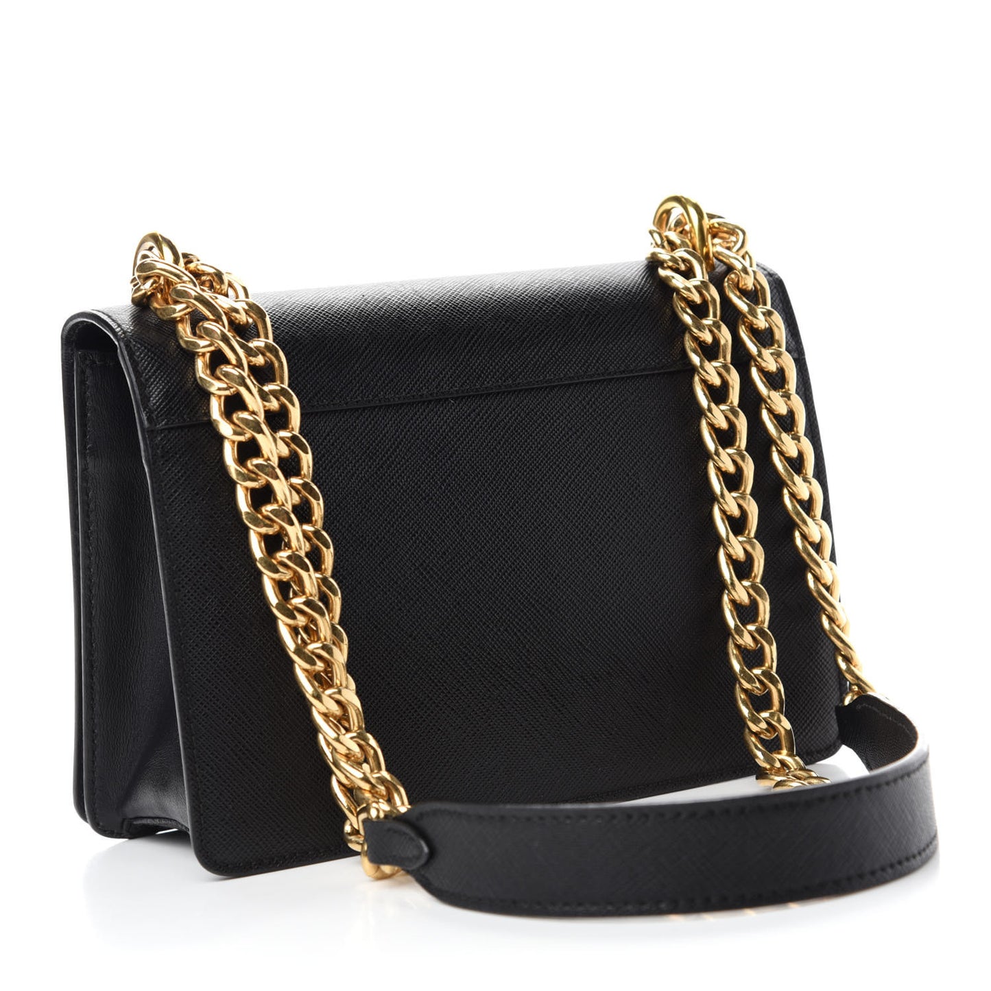 Saffiano Soft Calfskin Chain Crossbody Bag Black