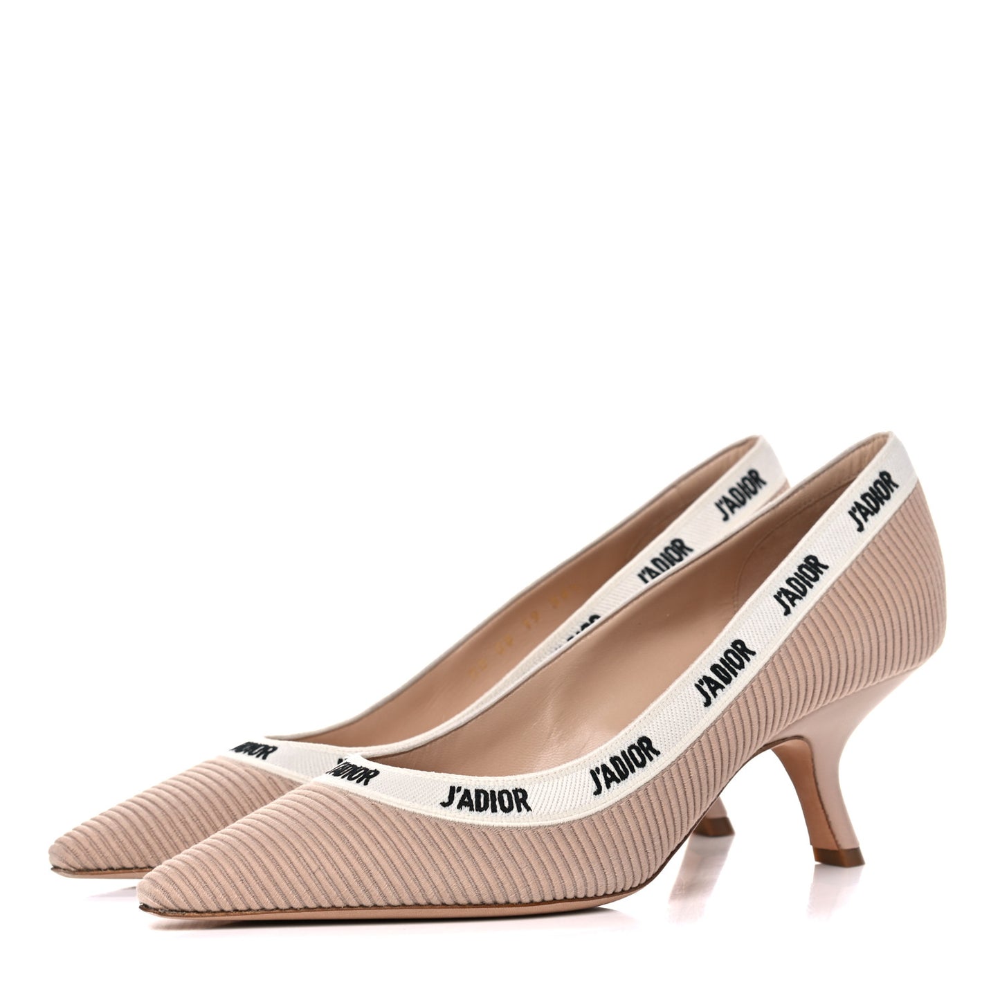 Technical Canvas Ribbon Embroidered J'Adior 65mm Pumps 38.5 Powder Nude