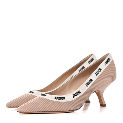 Christian Dior Technical Canvas Ribbon Embroidered J'Adior 65mm Pumps 38.5 Powder Nude 3 of 9
