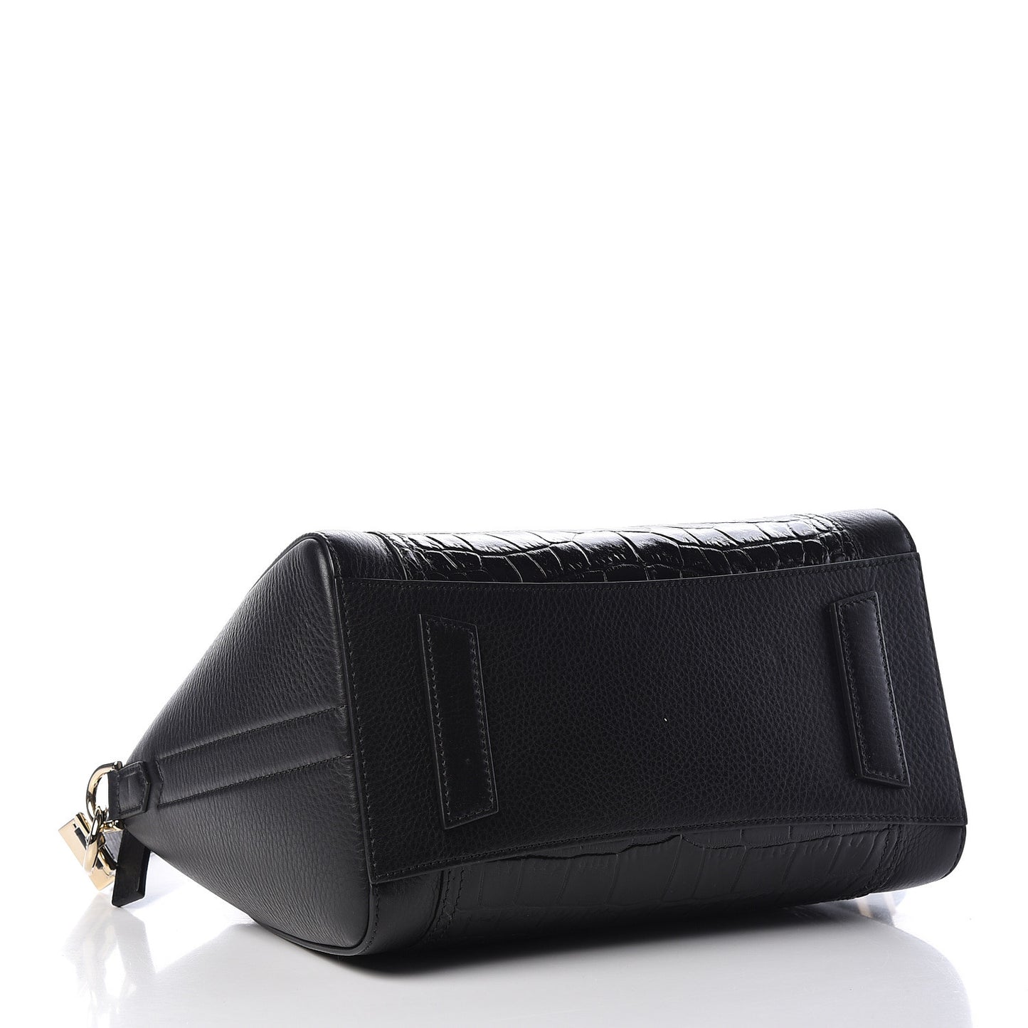 Grained Calfskin Crocodile Embossed Inlay Small Antigona Black