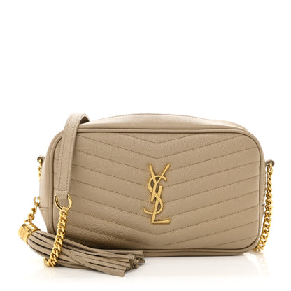 Saint Laurent Grain De Poudre Matelasse Monogram Mini Lou Camera Bag Dark Beige 1 of 10