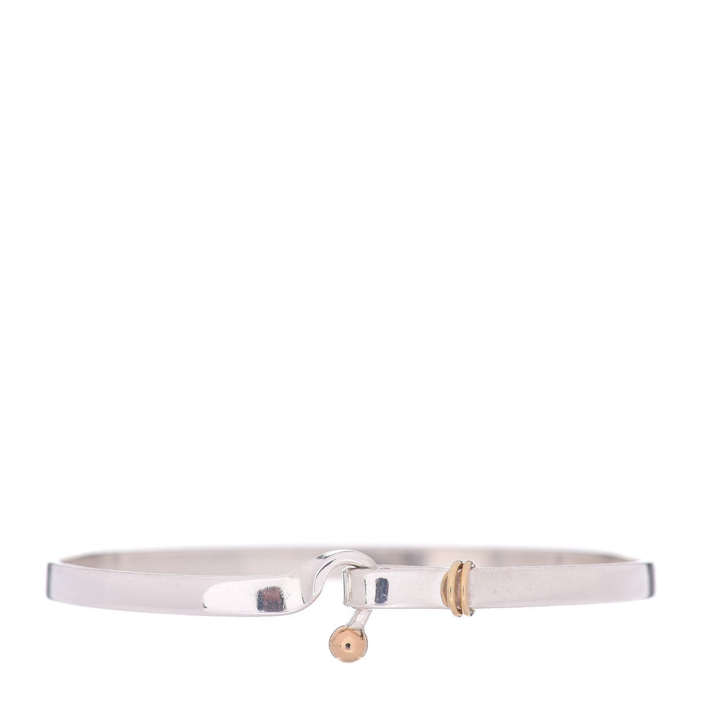 Sterling Silver 18K Yellow Gold Hook Eye Bangle Bracelet