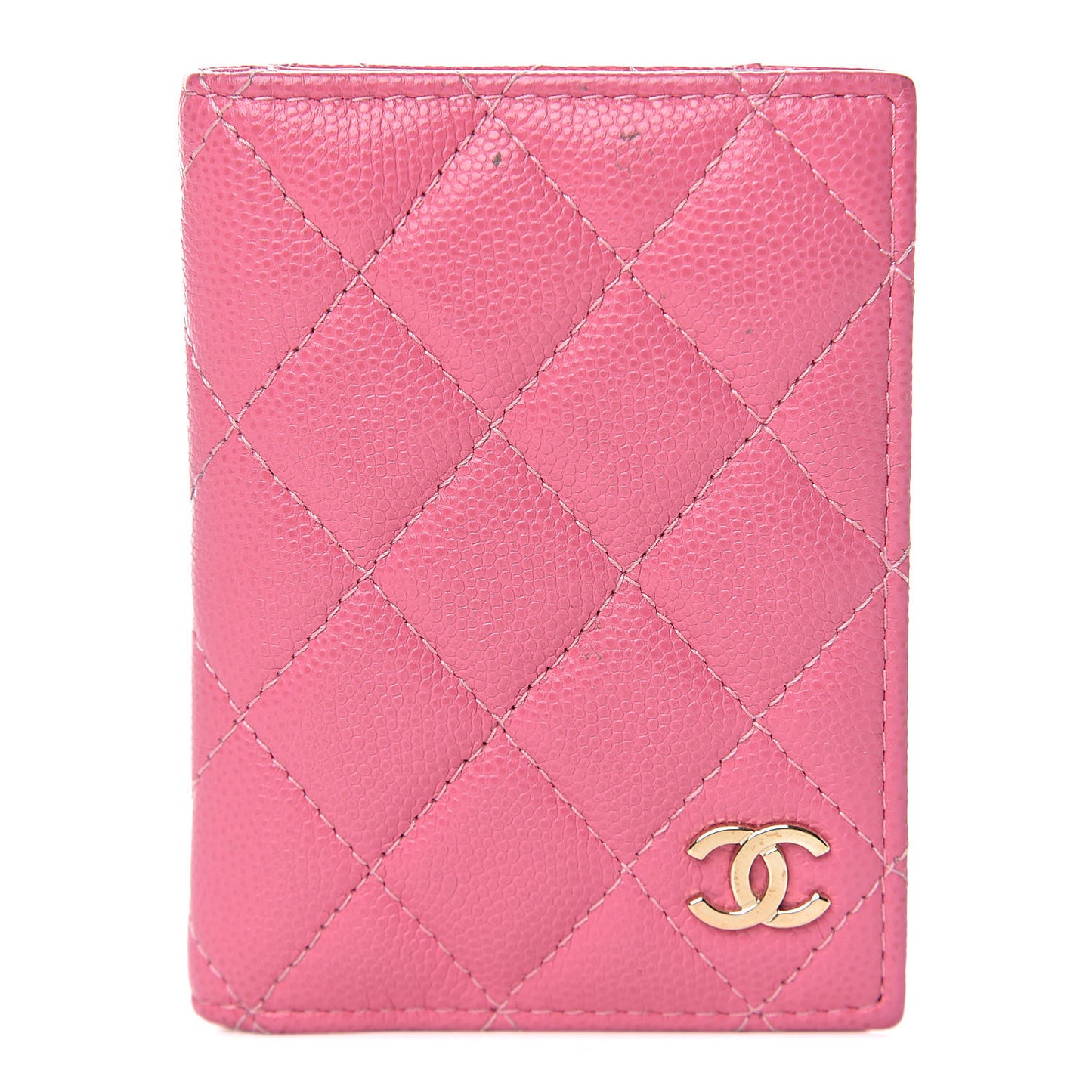 Caviar Quilted Card Holder Wallet Pink