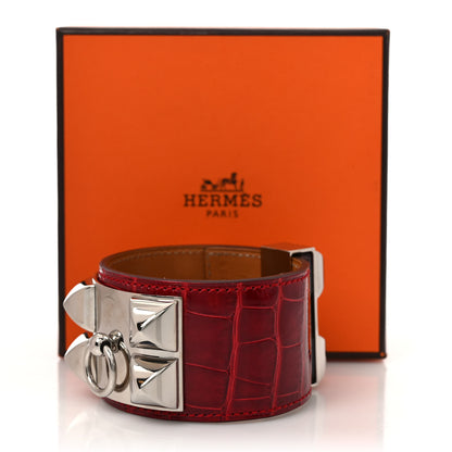 Hermes Shiny Alligator Collier De Chien CDC Bracelet T3 Braise 5 of 5