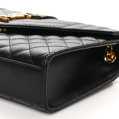 Saint Laurent Grain De Poudre Textured Mixed Matelasse Triquilt Medium Monogram Satchel Black 10 of 10