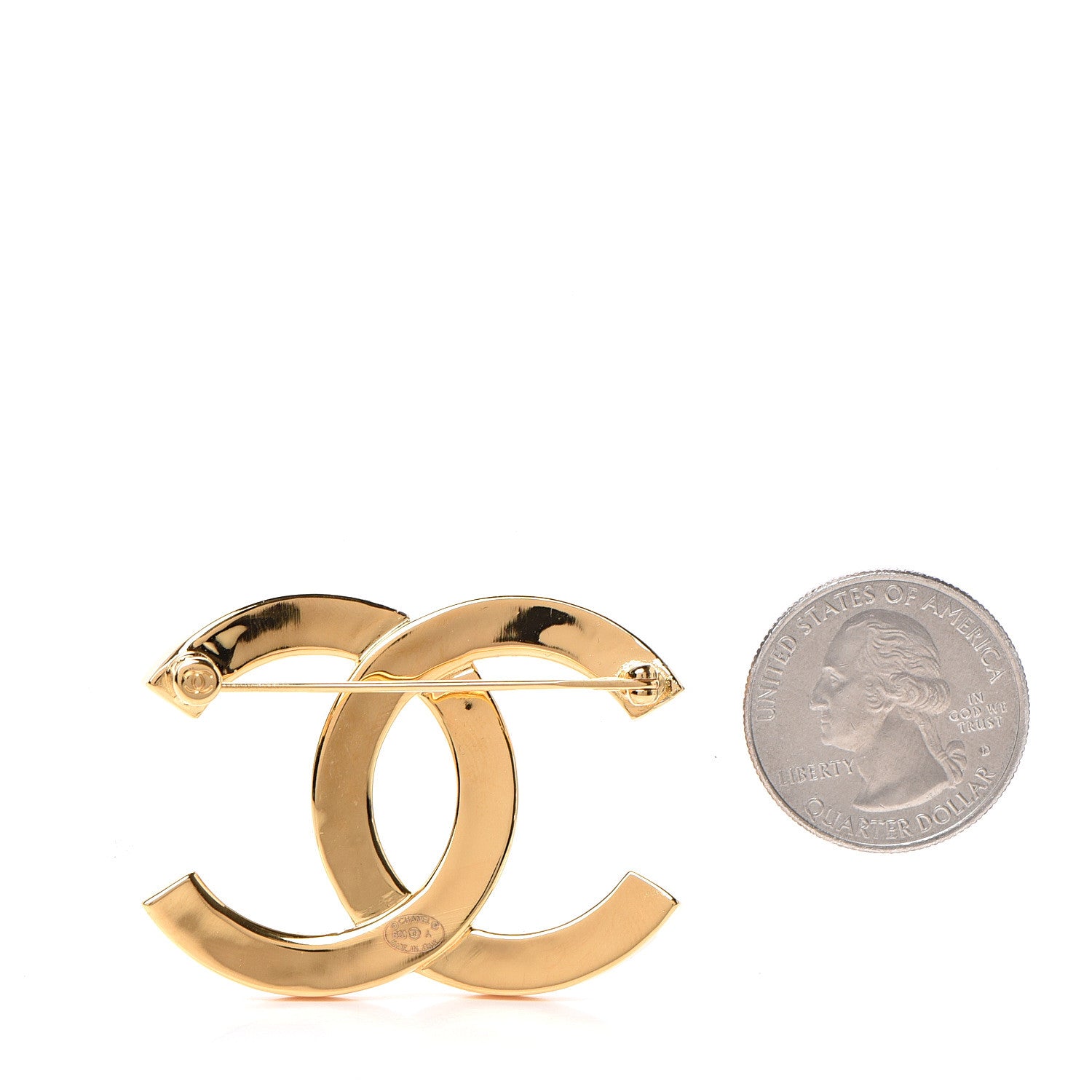 Chanel Metal Paris Button CC Large Brooch Gold 2 of 4
