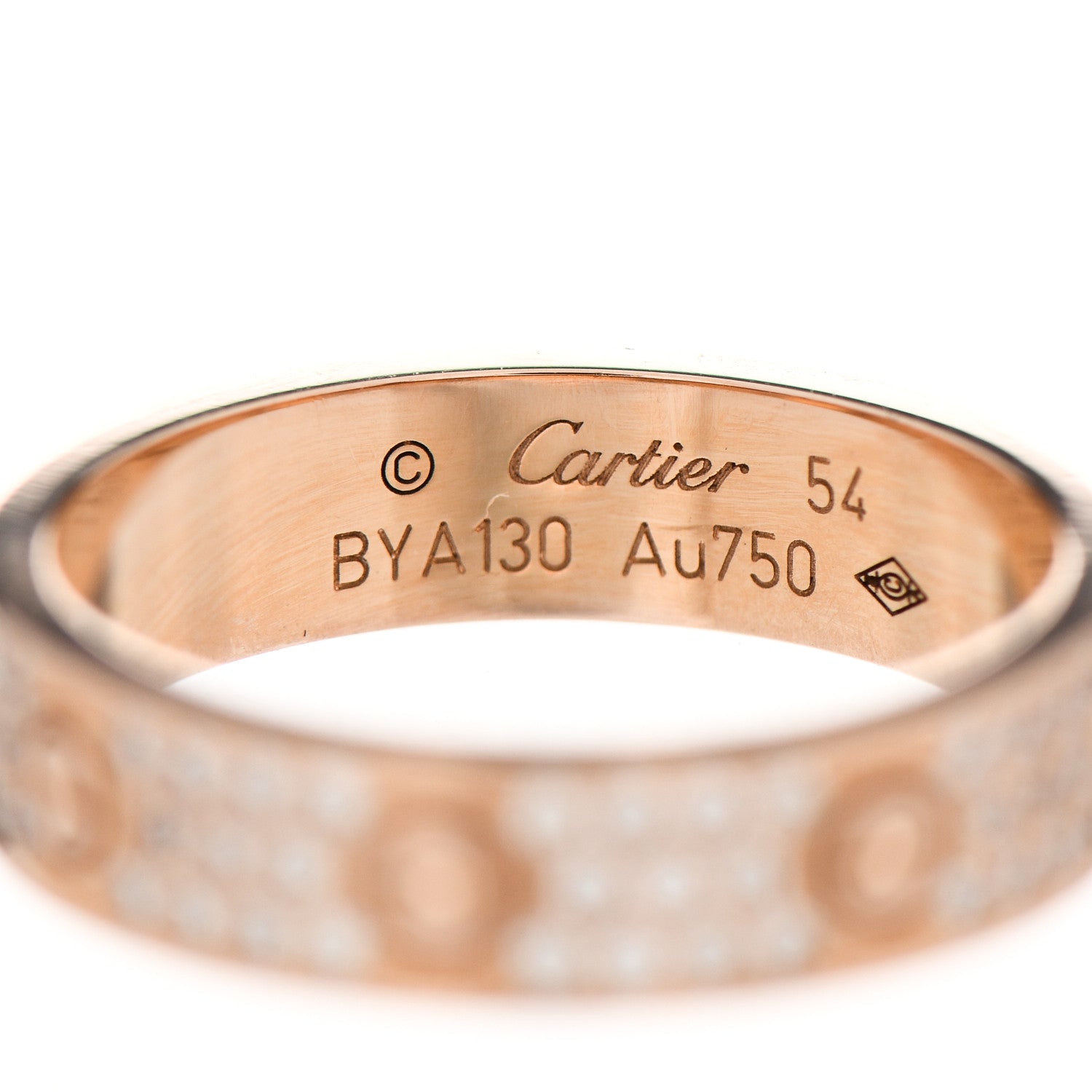 Cartier 18K Pink Gold Diamond 5mm LOVE Wedding Paved Band Ring 54 6.75 4 of 4